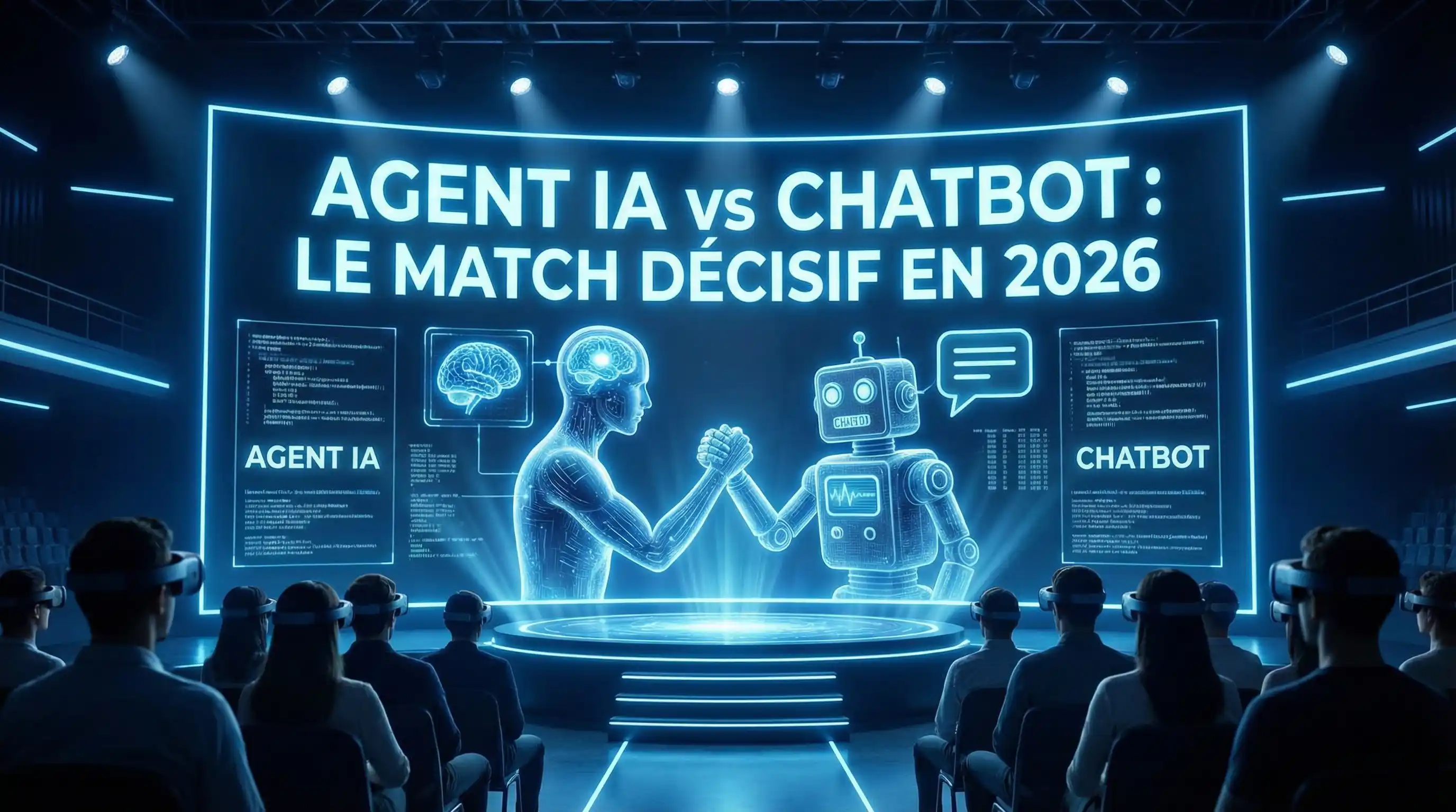 Comparaison visuelle entre un chatbot scriptté et un agent IA autonome