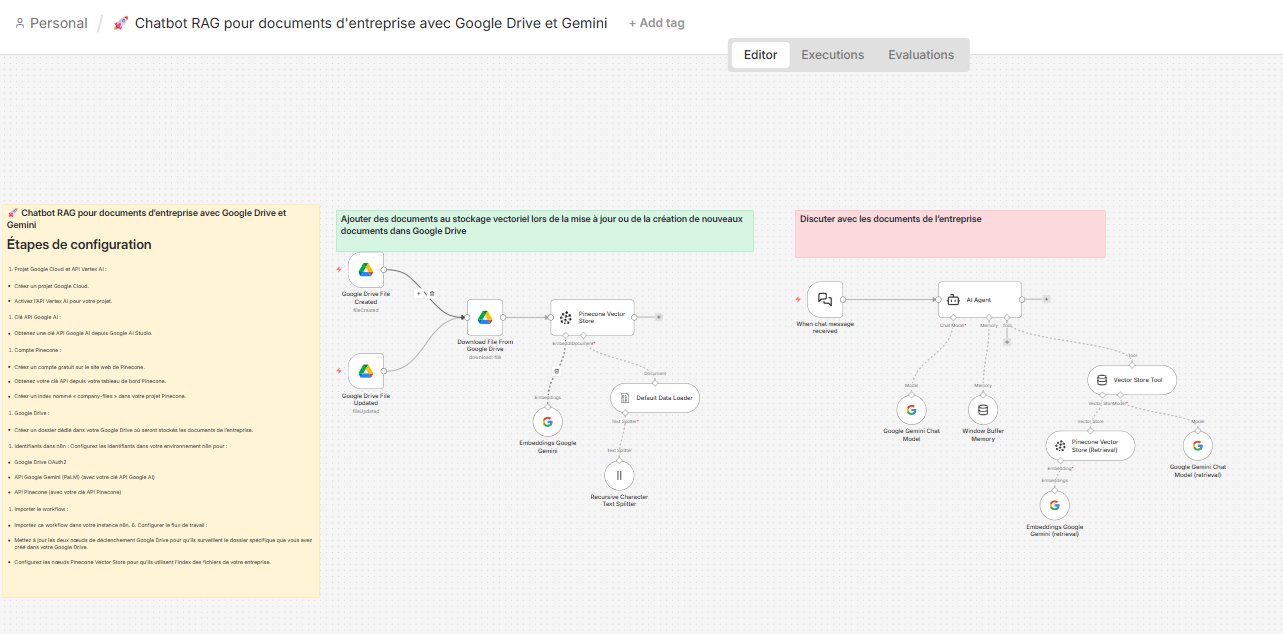 Workflow n8n - Chatbot RAG documents entreprise